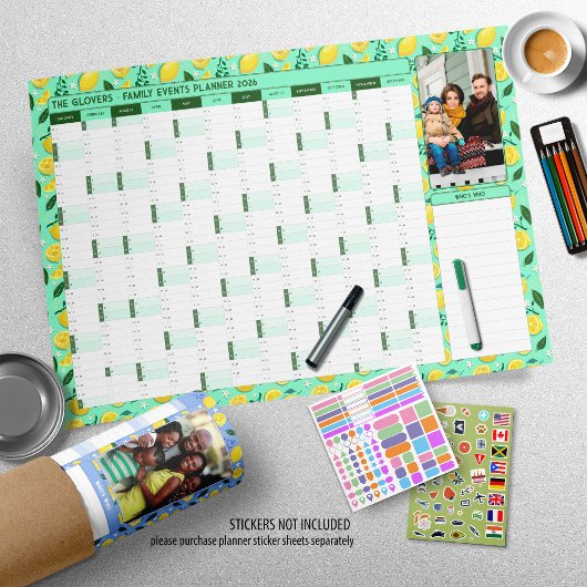 2026 Foto Wall Planner Minze Green & Lemons Poster