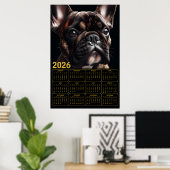 2026 Französische Bulldogge Kalender Poster (Heimbüro)