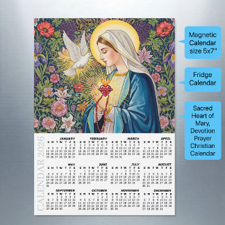 2026 Fridge Calendar, Sacred Heart of Mary /Prayer Magnetkarte