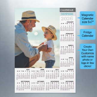 2026 Fridge Photo Calendar / Family Magnetkarte
