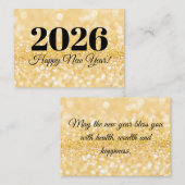 2026 frohe neue Jahr minimalistische Glitzer Mitteilungskarte (Vorne/Hinten)