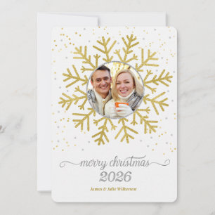 2026 Frohe Weihnachten Goldener Schneeblatt Foto