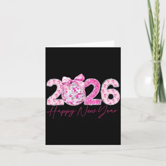 2026 Frohes Neues Jahr Bogen Patch Disco Ball Karte (Vorderseite)