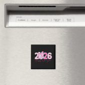 2026 Frohes Neues Jahr Bow Patch Disco Ball Magnet (In Situ (Geschirrspüler))