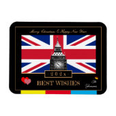 2026 Frohes neues Jahr, Britische Flagge, Big Ben Magnet (Horizontal)