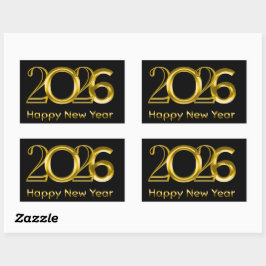 2026 Frohes Neues Jahr Faux-Gold-Typografie Rechteckiger Aufkleber