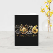 2026 Frohes neues Jahr Gold Disco Leopard Bogen Ko Karte (Gelbe Blume)