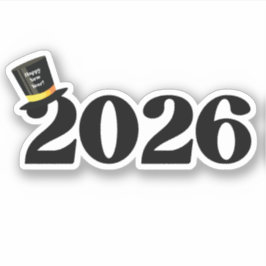 2026 frohes neues Jahr, lustiger süßer Hut stilvol Aufkleber