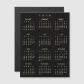 2026 Full Year Black Gold Yearly Calendar Magnet (Vorne/Hinten)
