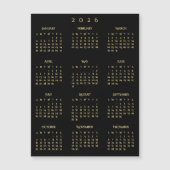 2026 Full Year Black Gold Yearly Calendar Magnet (Vorderseite)
