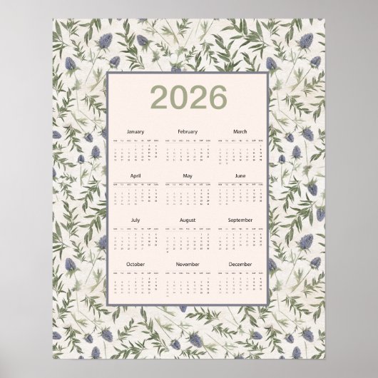 2026 Full Year Calendar Thistle Poster (Vorne)