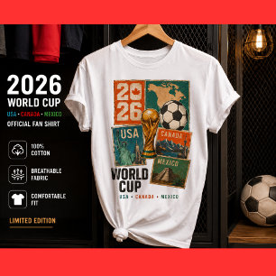 2026 Fußball-Cup USA Kanada Mexiko Fußball-Fan T-Shirt