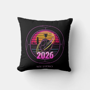 2026 Fußballturnier Neon Retro-Emblem Grafik Kissen