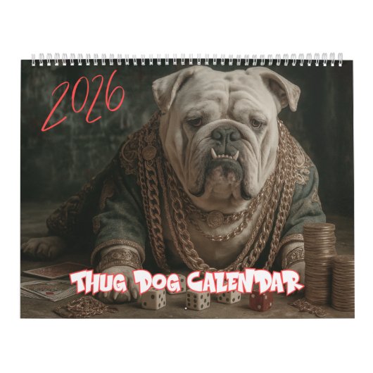 2026 Gangster Pup Calendar, Thug Dog Kalender (Titelbild)