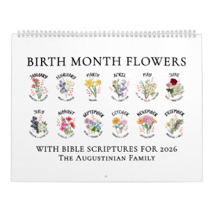 2026 GEBURTSMONATSBLUMEN Christlicher Bibelvers Kalender