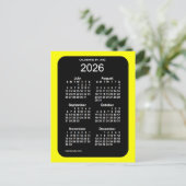2026 Gelbe Neon 6 Monate Mini-Kalender von Janz Postkarte (Stehend Vorderseite)