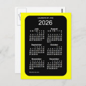 2026 Gelbe Neon 6 Monate Mini-Kalender von Janz Postkarte (Vorne/Hinten)