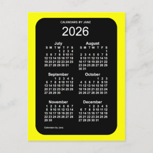 2026 Gelbe Neon 6 Monate Mini-Kalender von Janz Postkarte