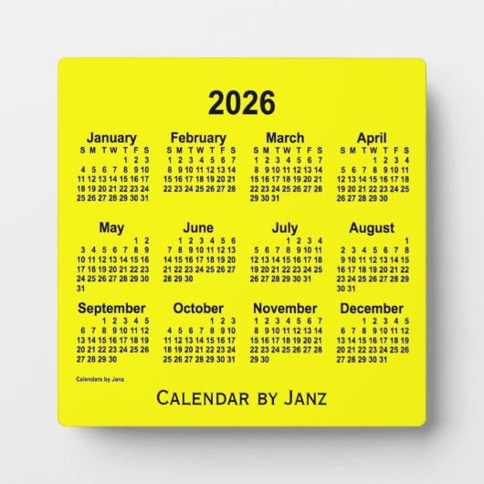 2026 Gelbe Schreibtischkalender von Janz Fotoplatte (Vorderseite)