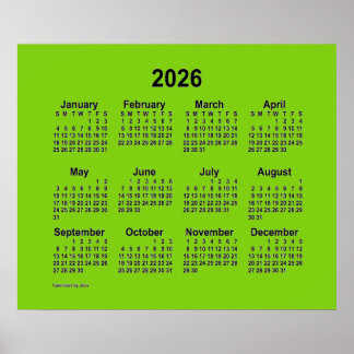 2026 Gelber grüner Kalender von Janz Print Poster