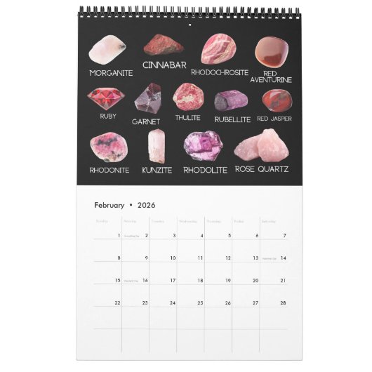2026 Gem & Mineral Crystals Gemstones Geologist Kalender (Feb 2026)