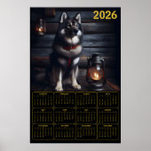 2026 German Shepherd Calendar Rustic Cabin Poster (Vorne)