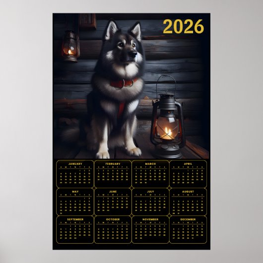 2026 German Shepherd Calendar Rustic Cabin Poster (Vorne)