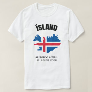2026 Gesamter Solar Eclipse Ísland Flag T - Shirt