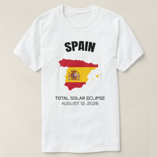 2026 Gesamter Solar Eclipse Spanien Flaggenstaat-T T-Shirt (Design vorne)