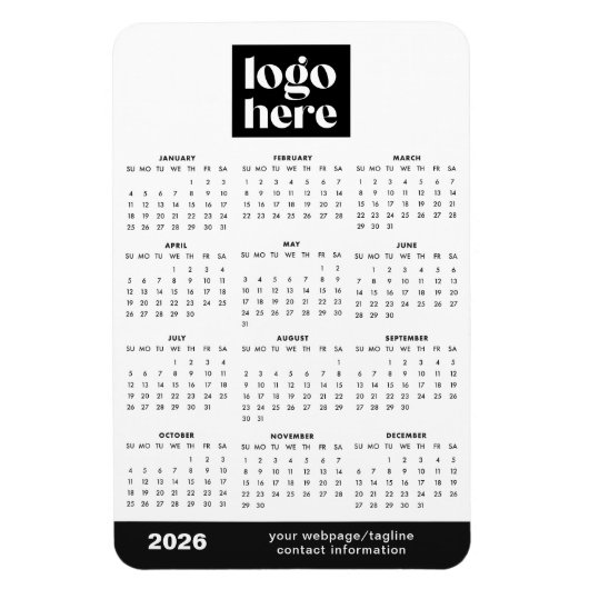 2026 Geschäft Logo Magnet Kalender (Vertikal)