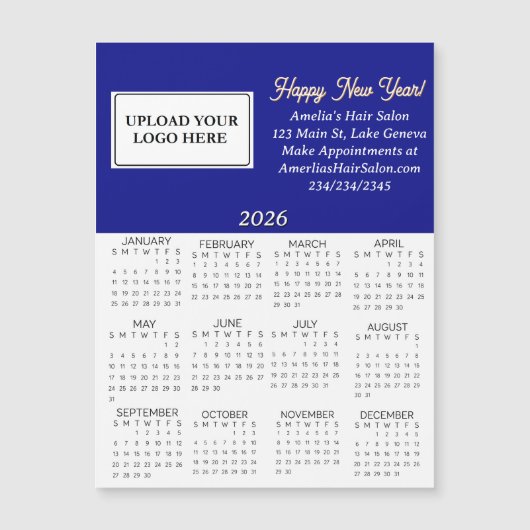 2026 Geschäfts-Logo-Mini-Kalender Magnetkarte (Vorderseite)