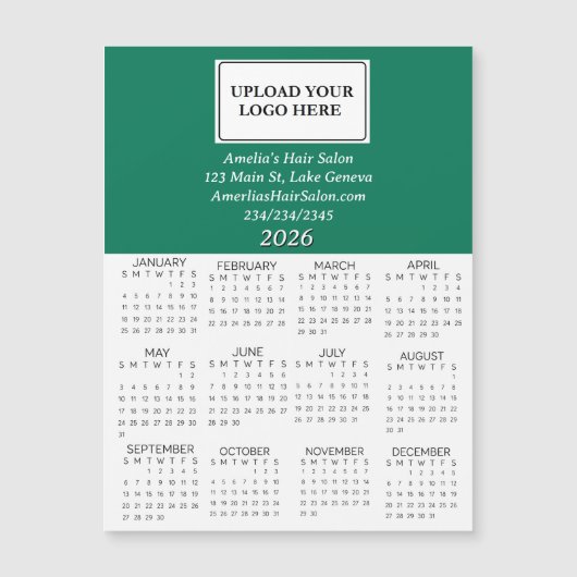 2026 Geschäfts-Logo-Mini-Kalender Magnetkarte (Vorderseite)