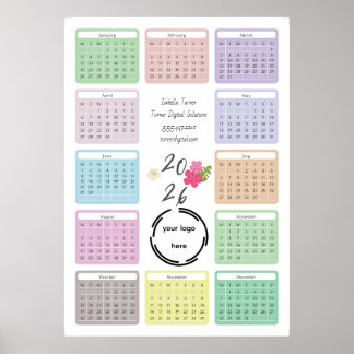 2026 Geschäftskalender mit Ihrem Logo, farbenfroh Poster