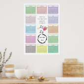2026 Geschäftskalender mit Ihrem Logo, farbenfroh  Poster (Küche)