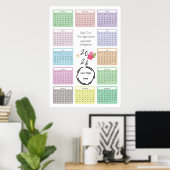 2026 Geschäftskalender mit Ihrem Logo, farbenfroh  Poster (Heimbüro)