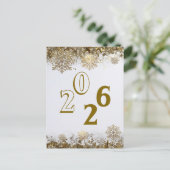 2026 Glitter-Schneeflocke Neujahrs-Logo Unternehme Postkarte (Stehend Vorderseite)