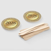 2026 glückliches neues Jahr: goldmetallische Glitz Fächer (Non-assembled)