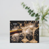 2026 Gold/Black Champagne Brillen Feiertagspostkarte (Stehend Vorderseite)