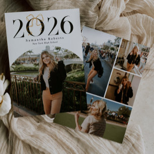 2026 Gold Coquette Bogen Foto-Abschlussfeier Ankündigung