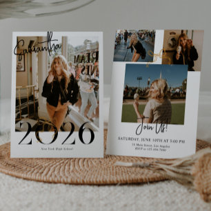 2026 Gold Coquette Bogen Foto-Abschlussfeier Einladung