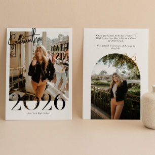 2026 Gold Coquette Schleife Foto-Abschluss Ankündigung