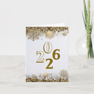 2026 Gold Glitter Schneeflocke Neujahrs-Logo Unter Karte