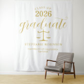 2026 Gold Graduate Law School Graduation Backdrop Wandteppich (Beispiel)