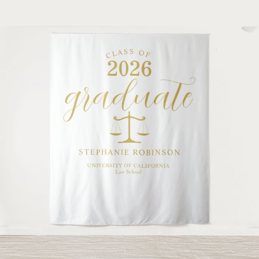 2026 Gold Graduate Law School Graduation Backdrop Wandteppich (Vorderseite)