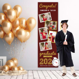 2026 Gold Skizze 5 Foto Moderne Abschlussfeier für Banner