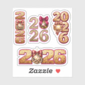 2026 Golden Disco Ball New Year Sticker Set (Blatt)