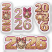 2026 Golden Disco Ball New Year Sticker Set (Vorderseite)