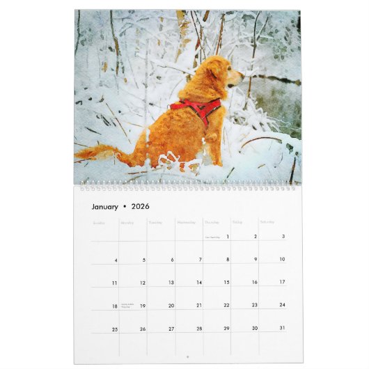 2026 Golden Retriever Dogs Golden Owner gift Kalender (Jan 2026)