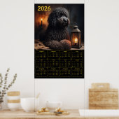 2026 Goldendoodle mit Laterne und Kerzenkalender Poster (Küche)