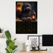 2026 Goldendoodle mit Laterne und Kerzenkalender Poster (Heimbüro)